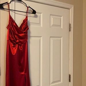Red Dress with slit. NEVER WORN